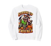 Halloween Raccoon Witch Stirring Trash Trouble Sweatshirt