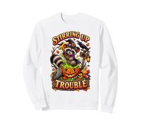 Halloween Raccoon Witch Stirring Trash Trouble Sweatshirt