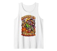 Halloween Raccoon Witch Stirring Trash Trouble Tank Top