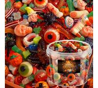Halloween Random Mixed Candy Assortment With Gift Tub 1000g - Pick n Mix Sweets - Spooky Eyeballs, Skulls, Spiders & Pumpkins - Colorful Halloween Events - Halloween Candy