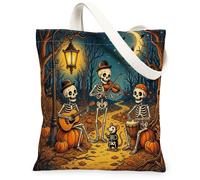 Halloween Rat Mouse Canvas Tote Bag for Shopping 13 * 15, Holiday Skeleton Reusable Grocery Bag for Women, Pumpkins Travel Pattern Gift Decoration