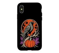 Halloween Raven Crow Full Moon Pumpkin Autumn Vintage Case for iPhone X/XS