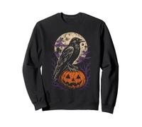 Halloween Raven Crow Full Moon Pumpkin Autumn Vintage Sweatshirt