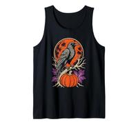Halloween Raven Crow Full Moon Pumpkin Autumn Vintage Tank Top
