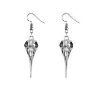 Halloween Raven Skull Earrings Gothic 3D Crow Bird Head Skull Dark Animal Antiqued Silver Dangle Drop Earrings for Women Men Punk Style Festival Cosplay Costume Rock Holiday Jewelry Accessories, M