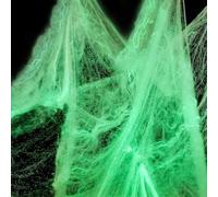 Halloween Realistic Glow-in-the-dark Spider Web, Contains 50 Fake Spiders, Suitable For Haunted Houses, Parties And Outdoor Decorations, Can Be Easily Attached To Tables, Chairs, Windows And Walls