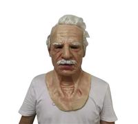 Halloween Realistic Old Man Mask Costume Adult Funny Wrinkie Face Mask Latex Headgear With Wig Latex Mask Carnival Masquerade Props (J-01, One Size)