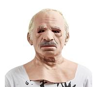 Halloween Realistic Old Man Mask Costume Adult Funny Wrinkie Face Mask Latex Headgear With Wig Latex Mask Carnival Masquerade Props (A-01, One Size)