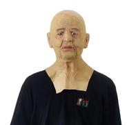 Halloween Realistic Old Man Mask Costume Adult Funny Wrinkie Face Mask Latex Headgear With Wig Latex Mask Carnival Masquerade Props (L-01, One Size)
