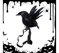 Halloween Realistic Raven Figurine | Decorative Accessory with Elastic Band for Garden Tree Outdoor Graves Cosplay Shoulder Haunted House Decorations