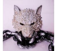 Halloween Realistic Wolf Head Face Mask, Half Face Animal Mask With Sculpted Hair Texture For Halloween Parties, Werewolf-themed Events, Masquerade Balls (Gold/Silver/White) (Distressed White)