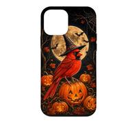 Halloween Red Cardinal Witch Jack-o-Lantern Full Moon Bat Case for iPhone 12 mini
