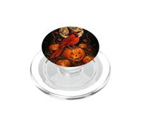 Halloween Red Cardinal Witch Jack-o-Lantern Full Moon Bat PopSockets PopGrip for MagSafe
