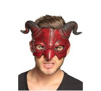 Halloween Red Demon Adult Devil Deluxe Fancy Dress Gothic Eye Mask & Horns