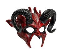 Halloween Red Devil Mask Horned Demon Adult Unisex Fancy Dress Costume Accessory