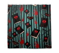 Halloween Red Devil's Eye Blood Handprint Decorative Waterproof Cloth Bathroom Shower Curtains with Hook Polyester Fabric Machine Washable Standard Curtain Liners for Bathroom Accessories Fall Decor