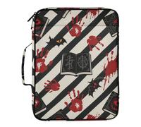 Halloween Red Devil's Eye Blood Handprint Expanding File Pocket Laege Capacity 1.5 Inch 3 Ringing School Zipper Binder with Zipper Closure for Document Storage