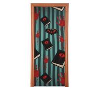 Halloween Red Devil's Eye Blood Handprint Halloween Decorations Door Cover Decoration 35x79 in Door Banners for Porch Indoor Outdoor Decoration M