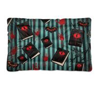 Halloween Red Devil's Eye Blood Handprint Washable Pet Mattress Soft Anti-Slip Pet Kennel Beds for Large Jumbo Medium Small Dogs 36" x 24"