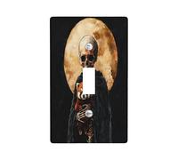 Halloween Red Pandas Decorative Light Switch Cover Wall Plate 1 Gang Single Toggle, Funny Skeleton Goth Electrical Switchplate, Pet Faceplate for Kitchen Living Room Decor