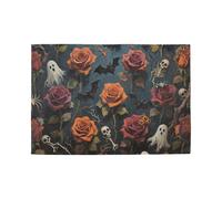 Halloween Red Rose Decorative reusable placemat farmhouse burlap plates adornos para mesa de comedor set of 6 12x18