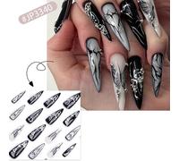 Halloween Removable Fake Nails - ABS 3D Dark Heart Tips | Comfortable Detachable Press On Art | Reusable Punk Horror Design for Men Women Adults