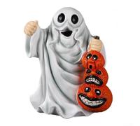 Halloween Resin Ghosts Ornament with Black Cat and Pumpkin Figurine to Add a Charming Touch to Seasonal Decor (C)