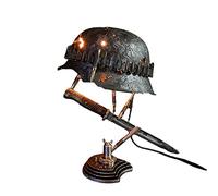 Halloween Resin Material Household War Relics Lamp Resin Table Lamp Statue Made from WWII Soldier Helmet and for Meaningful Table Desk Office