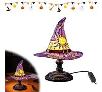 Halloween Resin Witch Hat Lamp, USB-Powered Handmade Unique Night Light, Gothic Wizard Shape Lamps Mystical,Gift for Wiccans Lovers, for Halloween Party Ambiance, Haunted Mansion, Home Decor(18cm)