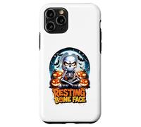 Halloween Resting Bone Face Funny Skeleton Pumpkin Moon Case for iPhone 11 Pro