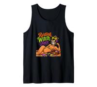 Halloween Resting Witch Face Beachy Sugar Skull Goth Tank Top