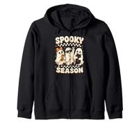 Halloween Retro Ghosts Spooky Season Funny Halloween Zip Hoodie