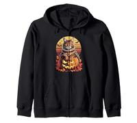 Halloween Retro Maine Coon American Longhair Zip Hoodie