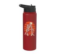 Halloween Retro Skeleton Praying Hands Vintage Sunset Skull Stainless Steel Insulated Water Bottle