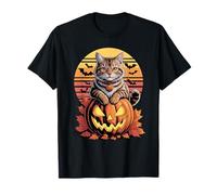 Halloween Retro Sunset American Bobtail Pumpkin Autumn T-Shirt