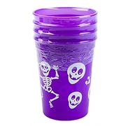 Halloween Reusable Plastic Cup Skeleton Design 10cm Set of 4 - Purple 0850