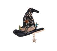 Halloween Rhinestone Pumpkin Witch Hat Brooch Sparkly Crystal Enamel Flower Leaf Broom Lapel Pins Dainty Holiday Night Costume Party Jewelry, Metal, no gemstone
