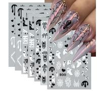 Halloween Rhinestone Spider Web Nail Art Stickers Mummy Nail Stickers | Halloween Nail Stickers Design Ghost Spider Nail Decals for Women Girls DIY Party Manicure Decoration 4 Sheets
