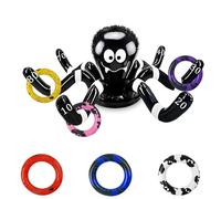 Halloween Ring Toss Game Black White Inflatable Spider Ring Toss Toys with 6 Rings,Halloween Toss Games Props Target Toss Toy Set Fun Halloween Party Games for Kids,Adults Family Indoor Outdoor Party
