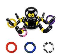 Halloween Ring Toss Game Black Yellow Inflatable Spider Ring Toss Toys with 6 Rings,Halloween Toss Games Props Target Toss Toy Set Fun Halloween Party Games for Kids,Adults Family Indoor Outdoor Party
