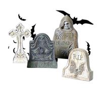 Halloween Rip Graveyard Tombstones,4PCS Spooky My Beloved Rip Cross-Shaped Tombstone Ornaments - Cemetery Yard Sign, Gravestone Lawn Signs for Haunted House Ghost Festival Props Party Zorq