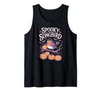 Halloween Robin Songbird Bats and Pumpkins Tank Top