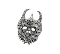 Halloween Role Play Headpiece Horned Skull Full Face Costume, B