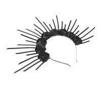 Halloween Rose Flower Crown Headband for Women, Black Resin | Comfortable Secure Fit, Sunburst Style for Photo Shoots, Stage Productions, Costume Outfits and Hair Styling