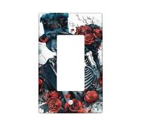 Halloween Roses Skeleton Light Switch Cover Plate/Outlet Covers,Gothic Dark Retro for Wall Accents,Thermoplastic Wall Plates,Standard Size Single Rocker