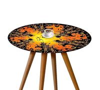 Halloween Round Fitted Tablecloth | Waterproof Stain-Resistant Protector with Elastic Edge - Fall Round Fitted Tablecloth - for Dining Picnic Camping Family Gathering Kitchen Patio Terrace