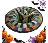 Halloween Round Rug Spooky Soft Scary Optical 3D Illusion Mat