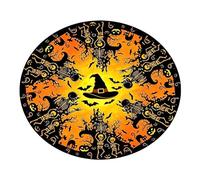 Halloween Round Table Cover,with Elastic Edge Stain-Resistant Washable - Fall Round Fitted Tablecloth,for Kitchen Dining Holiday Party Family Gathering Outdoor Indoor Patio