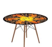 Halloween Round Table Cover,with Elastic Edge Waterproof Stain-Resistant | Fall Round Fitted Tablecloth - for Dining Kitchen Indoor Outdoor Patio Picnic Camping Holiday Party