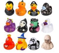 Halloween Rubber Duck Toy Set of 12 - 6cm Spooky Bath Ducks for Kids & Party Decorations - Vampire, Witch, Pumpkin, Skeleton, Ghost & More - Halloween Favour, Trick or Treat Gift